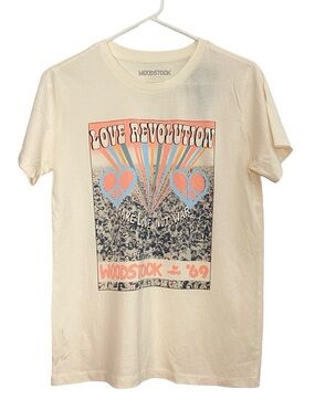 Woodstock Tshirt Women Size Small New Band Tee Love Revolution Graphic NWT Peace